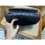 SAINT LAURENT 𝑴𝒐𝒏𝒐𝒈𝒓𝒂𝒎 𝒄𝒐𝒍𝒍𝒆𝒈𝒆 #428056 Original leather black gold.JD