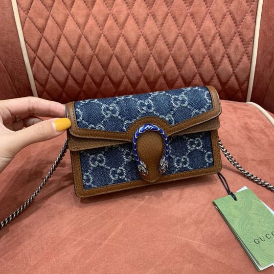 GUCCI 𝙂𝙐𝘾𝘾𝙄 𝘿𝙀𝙉𝙄𝙈 Denim Series Denim Dionysus Mini 16 # 476432