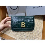 BALENCIAGA 𝘄𝗮𝗹𝗹𝗲𝘁 𝗼𝗻 𝗰𝗵𝗮𝗶𝗻 ▪️ crocodile print green gold buckle