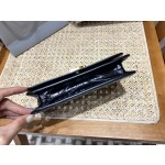 BALENCIAGA 𝘄𝗮𝗹𝗹𝗲𝘁 𝗼𝗻 𝗰𝗵𝗮𝗶𝗻 ▪️ crocodile print black gold buckle