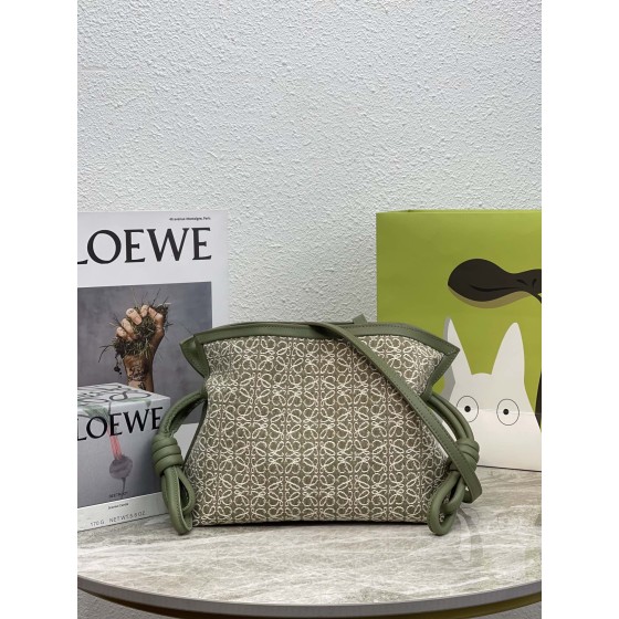 LOEWE Mini Anagram jacquard and calfskin Flamenco clutch