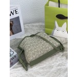 LOEWE Mini Anagram jacquard and calfskin Flamenco clutch