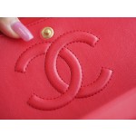 𝐂𝐇𝐀𝐍𝐄𝐋 Classic Flap Italy 🇮🇹 "𝗚𝗥" original lambskin 🐑 classic flap bag gold buckle medium big red