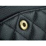 𝐂𝐇𝐀𝐍𝐄𝐋 Classic Flap France 🇫🇷 𝐇𝐚𝐚𝐬Original Lychee Ball Pattern 🐂 Classic Flap Bag Gold Buckle Small Black 🖤