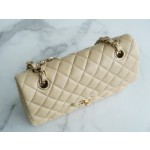 𝐂𝐇𝐀𝐍𝐄𝐋 Classic Flap Italy 🇮🇹 The 𝗚𝗥" Original Lambskin 🐑 Classic Mouth Flap Bag Small Light Almond 🔆