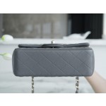 𝐂𝐇𝐀𝐍𝐄𝐋 Classic Flap Italy 🇮🇹 "𝗚𝗥" Original Lambskin 🐑 Classic Mouth Flap Bag Large 𝒎𝒊𝒏𝒊🔆 Dark Grey