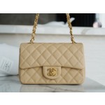 𝐂𝐇𝐀𝐍𝐄𝐋 Classic Flap Italian Channel Custom Calfskin Classic Mouth Flap Bag Large 𝒎𝒊𝒏𝒊🔆 Apricot