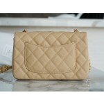 𝐂𝐇𝐀𝐍𝐄𝐋 Classic Flap Italian Channel Custom Calfskin Classic Mouth Flap Bag Large 𝒎𝒊𝒏𝒊🔆 Apricot