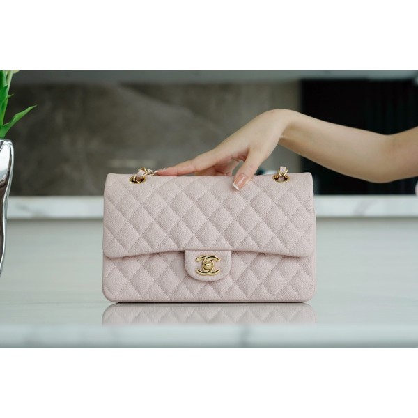 𝐂𝐇𝐀𝐍𝐄𝐋 Classic Flap France 🇫🇷 𝐇𝐇 𝐚𝐚𝐬 Original Caviar 🐂 Imported Channel Custom Calfskin Classic Flap Bag Cherry Blossom Pink 🌸