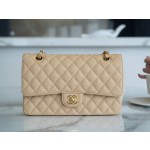 𝐂𝐇𝐀𝐍𝐄𝐋 Classic Flap France 🇫🇷 𝐇𝐚𝐚𝐬 Original Caviar🐂 Italian Channel Custom Calfskin Classic Mouth Flap Bag Medium Apricot