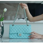 𝐂𝐇𝐀𝐍𝐄𝐋 Classic Flap France 🇫🇷 𝐇𝐇 𝐚𝐚𝐬 Original Caviar 🐂 Custom Calfskin Classic Flap Bag Medium Limited color 𝗧𝗶𝗳𝗳𝗳 𝗮𝗻𝘆 Blue🦋