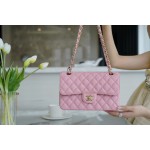 𝐂𝐇𝐀𝐍𝐄𝐋 Classic Flap France 🇫🇷 𝐇𝐚𝐚𝐬 Original Caviar🐂 Washed Fetal Cow Small 🌸Pink