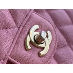 𝐂𝐇𝐀𝐍𝐄𝐋 Classic Flap France 🇫🇷 𝐇𝐚𝐚𝐬 Original Caviar🐂 Washed Fetal Cow Small 🌸Pink