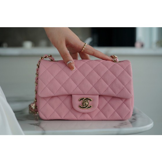 𝐂𝐇𝐀𝐍𝐄𝐋 Classic Flap Italy 🇮🇹 𝑰𝒏𝒄𝒂𝒔Original Washed Fetal Cow🐂 Washed Fetal Cow Big 𝒎𝒊𝒏𝒊 🌸Pink