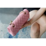 𝐂𝐇𝐀𝐍𝐄𝐋 Classic Flap Italy🇮🇹 𝑰𝒏𝒄𝒂𝒔Original Washed Fetal Cow🐂 Washed Fetal Cow Medium Size 🌸Pink