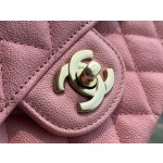 𝐂𝐇𝐀𝐍𝐄𝐋 Classic Flap Italy🇮🇹 𝑰𝒏𝒄𝒂𝒔Original Washed Fetal Cow🐂 Washed Fetal Cow Medium Size 🌸Pink