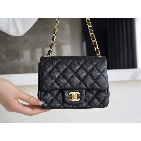 𝐂𝐇𝐀𝐍𝐄𝐋 Classic Flap France 𝐇𝐚𝐚𝐬Original Lychee Pattern🐂 Classic Flap Bag Fang Fatty🔆Black Gold🖤