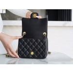 𝐂𝐇𝐀𝐍𝐄𝐋 Classic Flap France 𝐇𝐚𝐚𝐬Original Lychee Pattern🐂 Classic Flap Bag Fang Fatty🔆Black Gold🖤