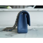 𝐂𝐇𝐀𝐍𝐄𝐋 Classic Flap France 🇫🇷 𝐇𝐇 𝐚𝐚𝐬 Original Caviar 🐂 Washed Tire Ox Medium 🐘Blue