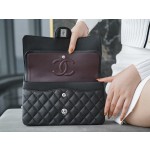 𝐂𝐇𝐀𝐍𝐄𝐋 Classic Flap France 🇫🇷 𝐇𝐚𝐚𝐬 Original Caviar🐂|Original Caviar🐂 Medium Black Silver🖤