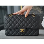𝐂𝐇𝐀𝐍𝐄𝐋 Classic Flap France 🇫🇷 𝐇𝐚𝐚𝐬 Original Caviar🐂|Original Caviar🐂 Medium Black Gold🖤