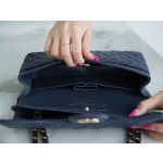 𝐂𝐇𝐀𝐍𝐄𝐋 Classic Flap washed cowhide is made from the most delicate newborn calves Washed fetal cow Medium Dark Blue🪁