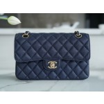 𝐂𝐇𝐀𝐍𝐄𝐋 Classic Flap washed cowhide is made from the most delicate newborn calves washed fetal cow small dark blue