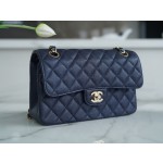 𝐂𝐇𝐀𝐍𝐄𝐋 Classic Flap washed cowhide is made from the most delicate newborn calves washed fetal cow small dark blue