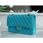 𝐂𝐇𝐀𝐍𝐄𝐋 Classic Flap washed cowhide is made from the most delicate newborn calves Washed fetal cow Medium Peacock Blue