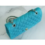 𝐂𝐇𝐀𝐍𝐄𝐋 Classic Flap washed cowhide is made from the most delicate newborn calves Washed fetal cow Medium Peacock Blue