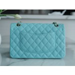 𝐂𝐇𝐀𝐍𝐄𝐋 Classic Flap washed cowhide is made from the most delicate of newborn calves Washed fetal cow Medium Tiffany Blue