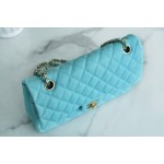 𝐂𝐇𝐀𝐍𝐄𝐋 Classic Flap washed cowhide is made from the most delicate of newborn calves Washed fetal cow Medium Tiffany Blue