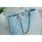 𝗖𝗛𝗔𝗡𝗘𝗟 𝟮𝟮𝗕 19𝑩𝑨𝑮 𝑻𝒐𝒕𝒆 Italy 🇮🇹 Level 1 [Box] Lambskin 🐑 Genuine Leather Blue