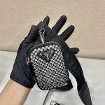 𝐏𝐑𝐀𝐃𝐀 Triangle bag with glitter diamonds 1BH190