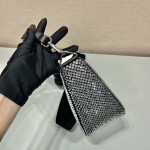 𝐏𝐑𝐀𝐃𝐀 Triangle bag with glitter diamonds 1BH190