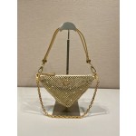𝐏𝐑𝐀𝐃𝐀 Triangle bag with glitter diamonds 1BH190