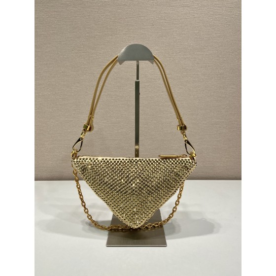 𝐏𝐑𝐀𝐃𝐀 Triangle bag with glitter diamonds 1BH190