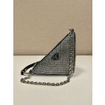 𝐏𝐑𝐀𝐃𝐀 Triangle bag with glitter diamonds 1BH190