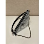 𝐏𝐑𝐀𝐃𝐀 Triangle bag with glitter diamonds 1BH190