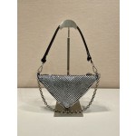 𝐏𝐑𝐀𝐃𝐀 Triangle bag with glitter diamonds 1BH190