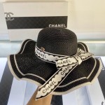 [Chanel Chanel] 2023 new straw wavy sunshade straw hat with ruffles 🤩 beach style, simple and elegant