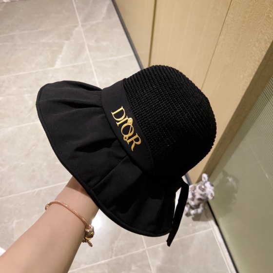 [Dior Dior] 2023 spring and summer style simple splicing sunset fisherman hat