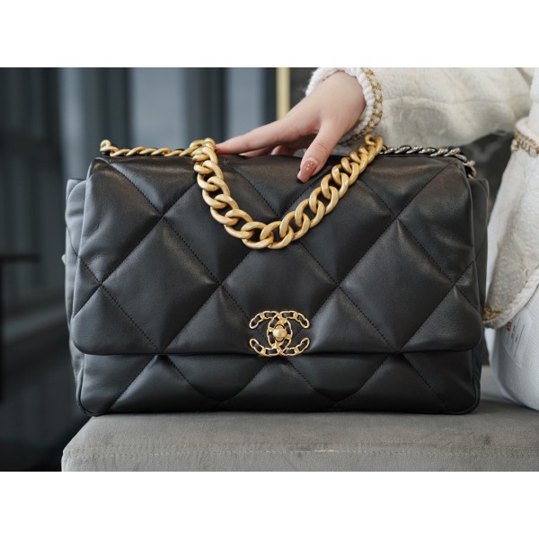 𝗖𝗛𝗔𝗡𝗘𝗟 ❶❾ 𝗕𝗔𝗚 Original Lambskin Series ❥ Genuine Leather ❥𝒎𝒂𝒙𝒍𝒍 Large ❥ Classic Black