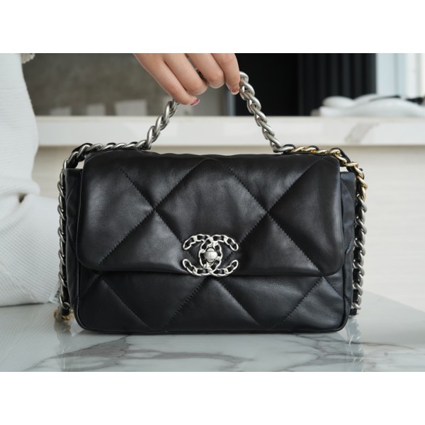 𝗖𝗛𝗔𝗡𝗘𝗟 ❶❾ 𝗕𝗔 𝗚 Original lambskin series ❥ Genuine leather ❥ Small ❥22c New version silver with accessories Black