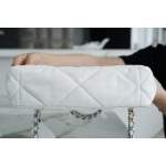 𝗖𝗛𝗔𝗡𝗘𝗟 ❶❾ 𝗕𝗔 𝗚 Original lambskin series ❥ Genuine leather ❥ Medium ❥ 22c New version silver with accessories White