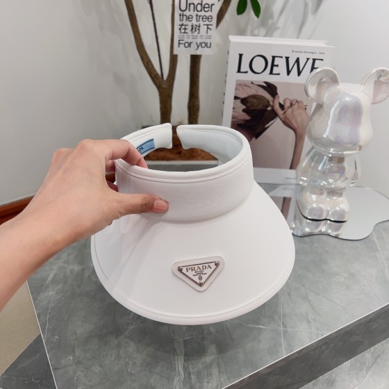 [PRADA Prada] 2023 summer new ice silk sun visor empty top hat