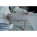 𝗖𝗛𝗔𝗡𝗘𝗟 ❶❾ 𝗕𝗔𝗚 Original Lambskin Series ❥ Genuine Leather ❥ Small ❥ Light Grey 🐘