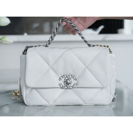 𝗖𝗛𝗔𝗡𝗘𝗟 ❶❾ 𝗕𝗔𝗚 Original Lambskin Series ❥ Genuine Leather ❥ Small ❥ Fairy White Silver Buckle 💭