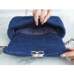 𝗖𝗛𝗔𝗡𝗘𝗟 ❶❾ 𝗕𝗔𝗚 Original denim series ❥ Genuine leather ❥ Small ❥𝟮𝟮𝗣𝗣 Dark denim