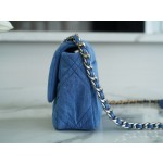 𝗖𝗛𝗔𝗡𝗘𝗟 ❶❾ 𝗕𝗔𝗚 Original Denim Series ❥ Genuine Leather ❥ Small ❥𝟮𝟮𝗣 Denim Light Blue 🌀